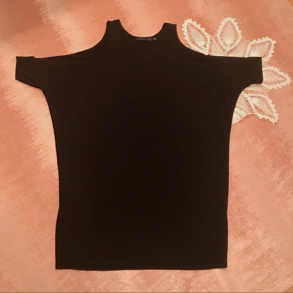 Cut out shoulder black jersey dress size s - Picture 2 of 6